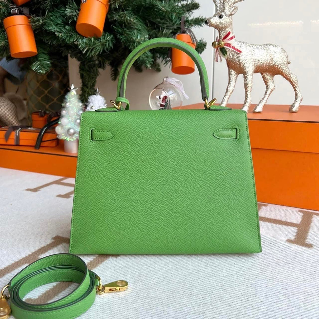 New Kelly 25 Vert Yucca Epsom Sellier Ghw