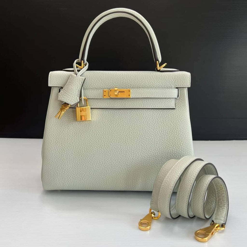 New Hermes Kelly 25 Togo Gris Neve GHW