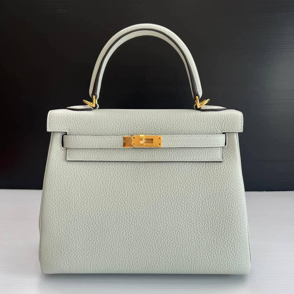 New Hermes Kelly 25 Togo Gris Neve GHW