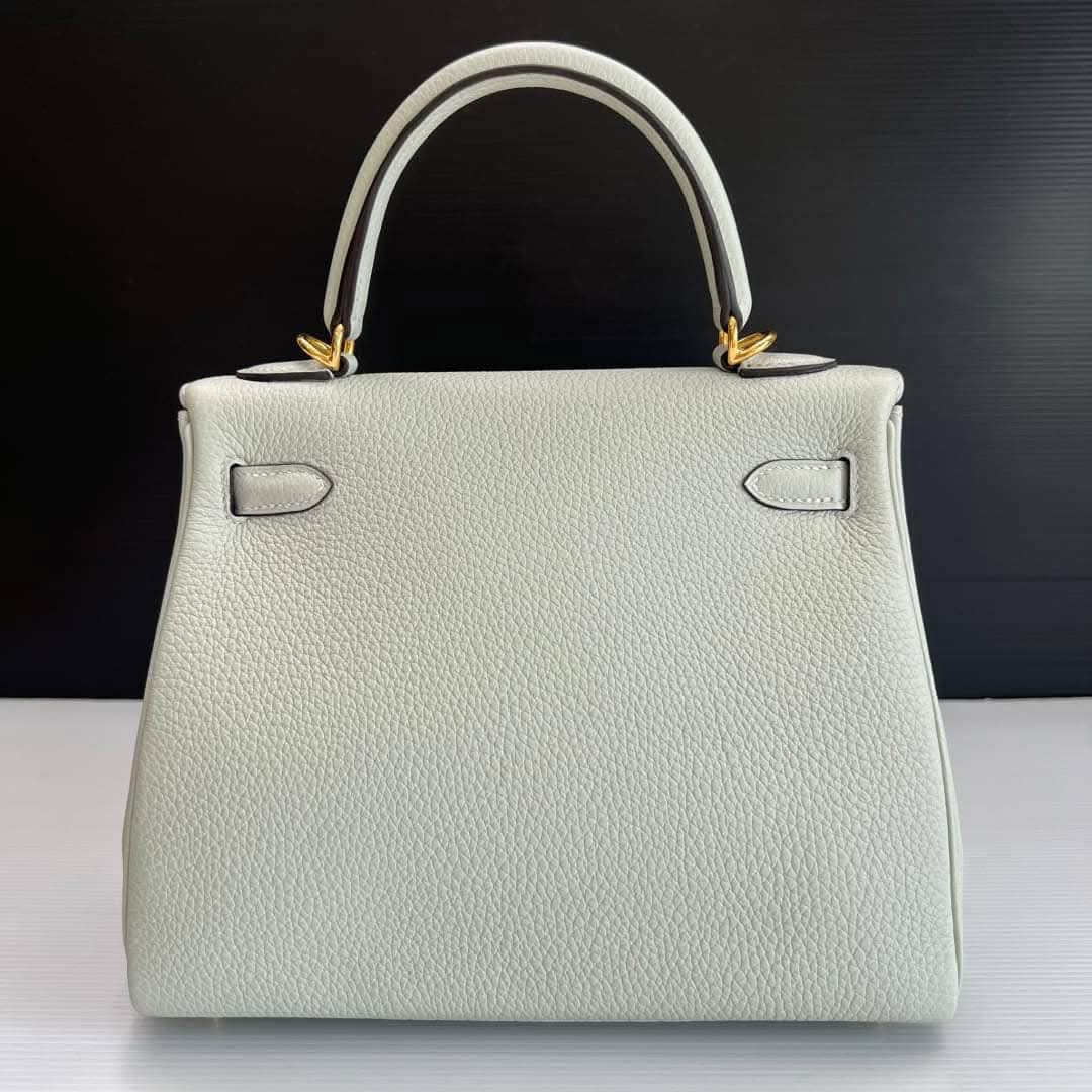 New Hermes Kelly 25 Togo Gris Neve GHW