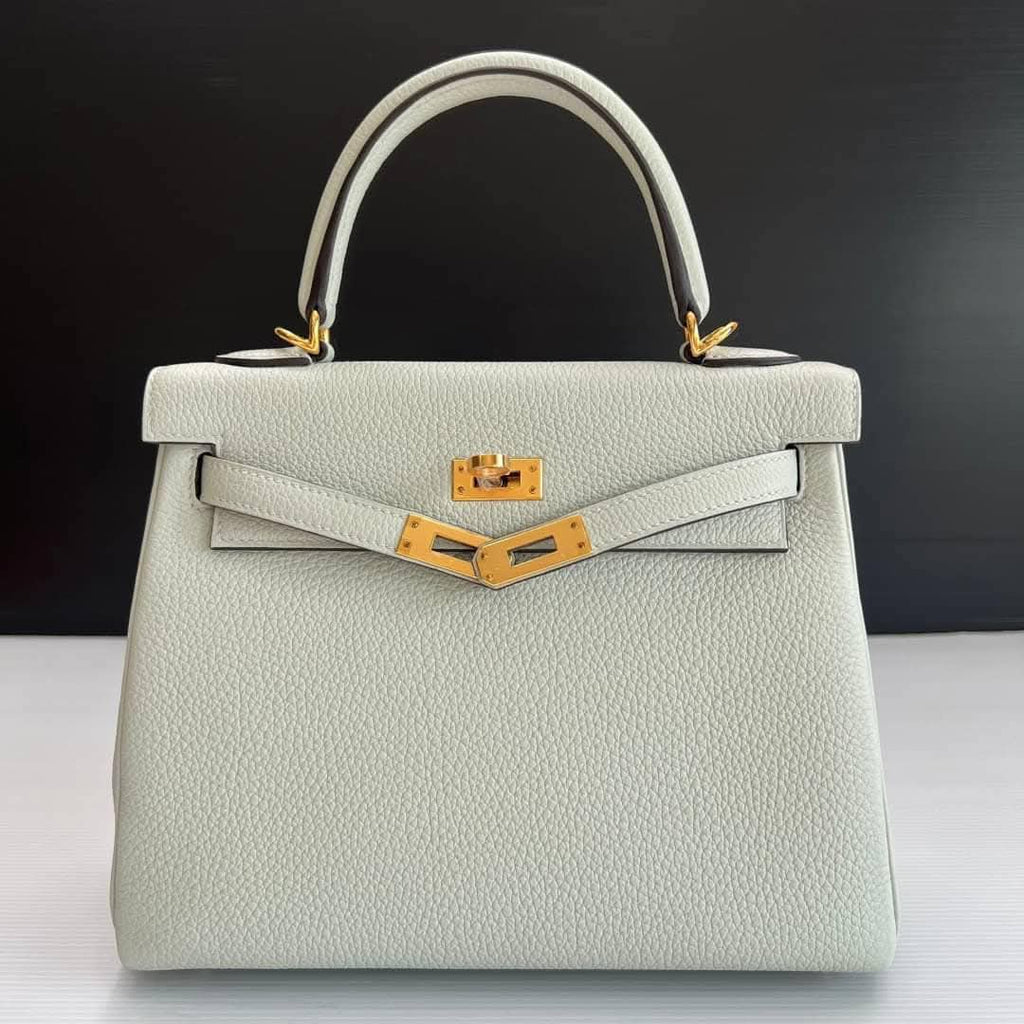 New Hermes Kelly 25 Togo Gris Neve GHW