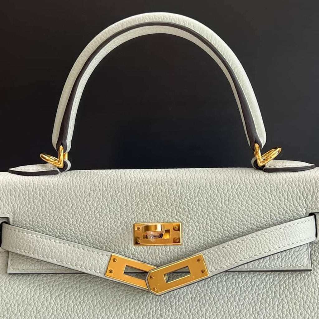 New Hermes Kelly 25 Togo Gris Neve GHW