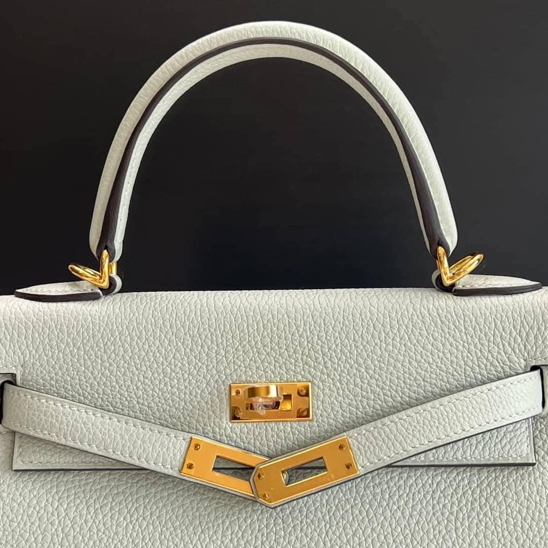 New Hermes Kelly 25 Togo Gris Neve GHW