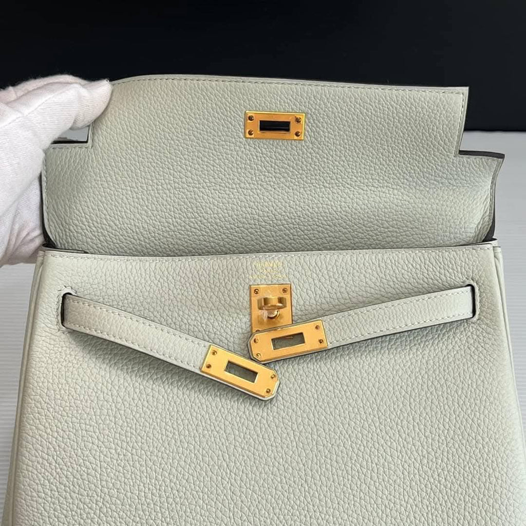 New Hermes Kelly 25 Togo Gris Neve GHW