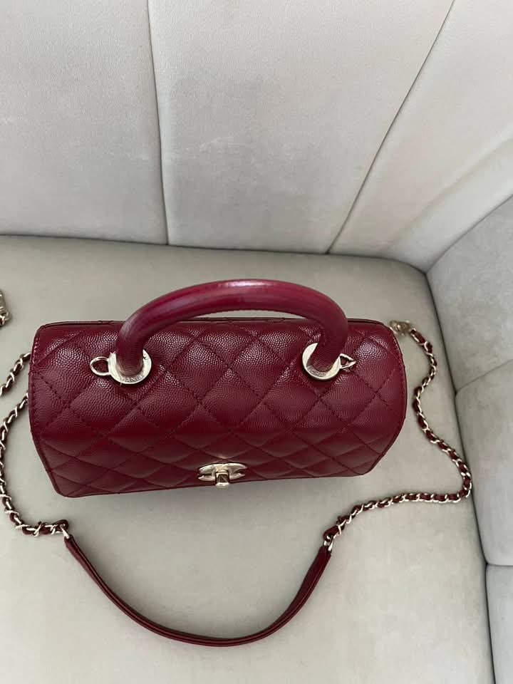 Chanel Coco Handle 9.5 Burgundy Lambskin Light Gold Hardware — Pre-Owned