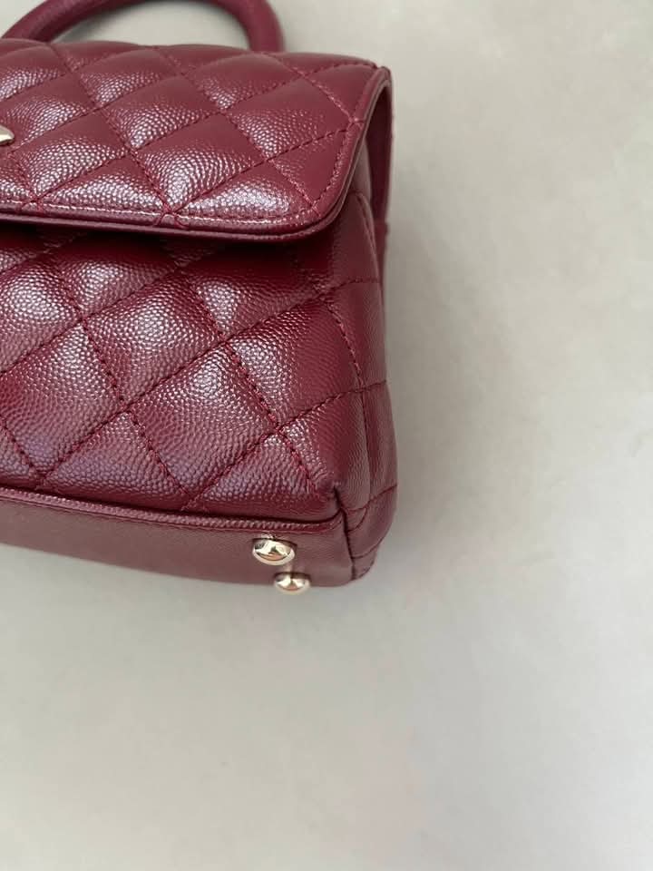 Chanel Coco Handle 9.5 Burgundy Lambskin Light Gold Hardware — Pre-Owned