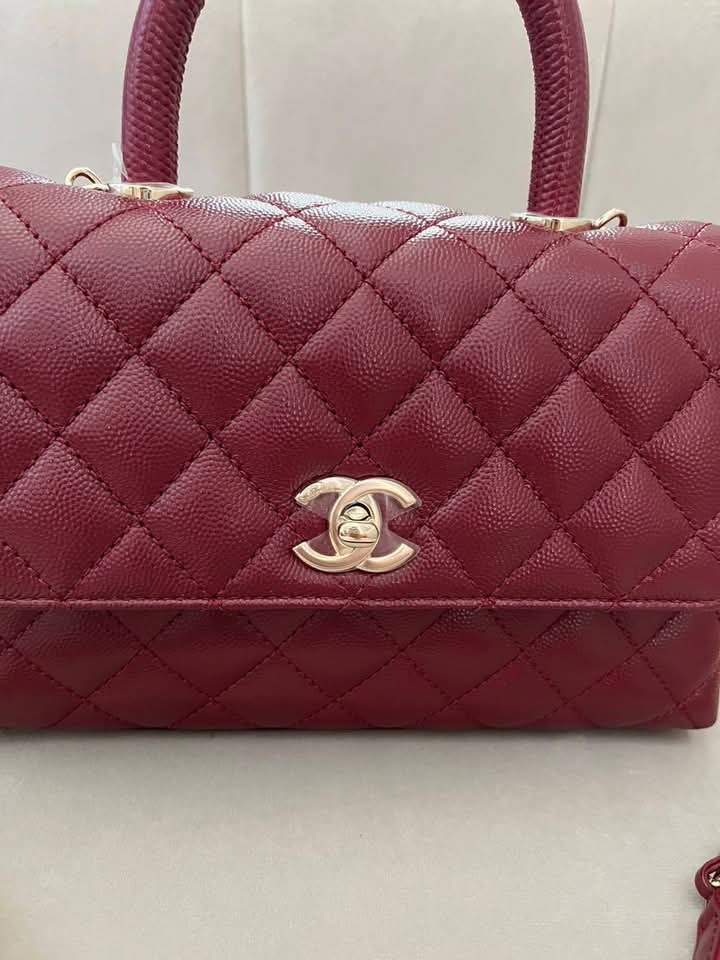 Chanel Coco Handle 9.5 Burgundy Lambskin Light Gold Hardware — Pre-Owned