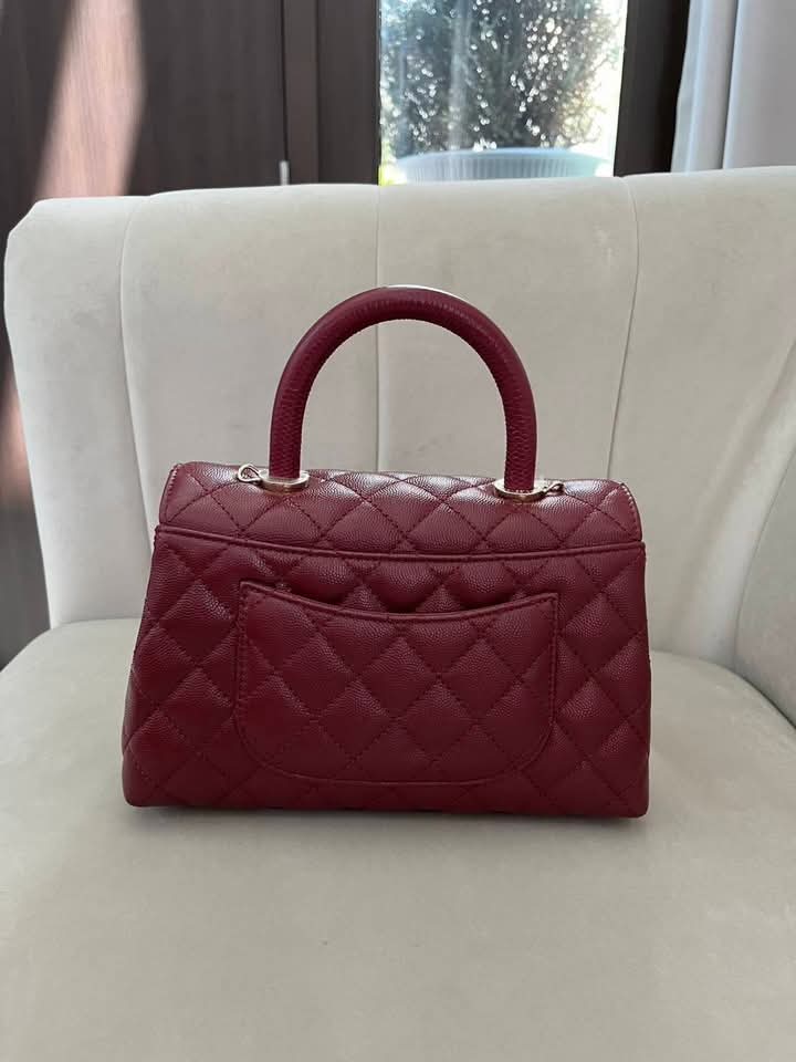Chanel Coco Handle 9.5 Burgundy Lambskin Light Gold Hardware — Pre-Owned