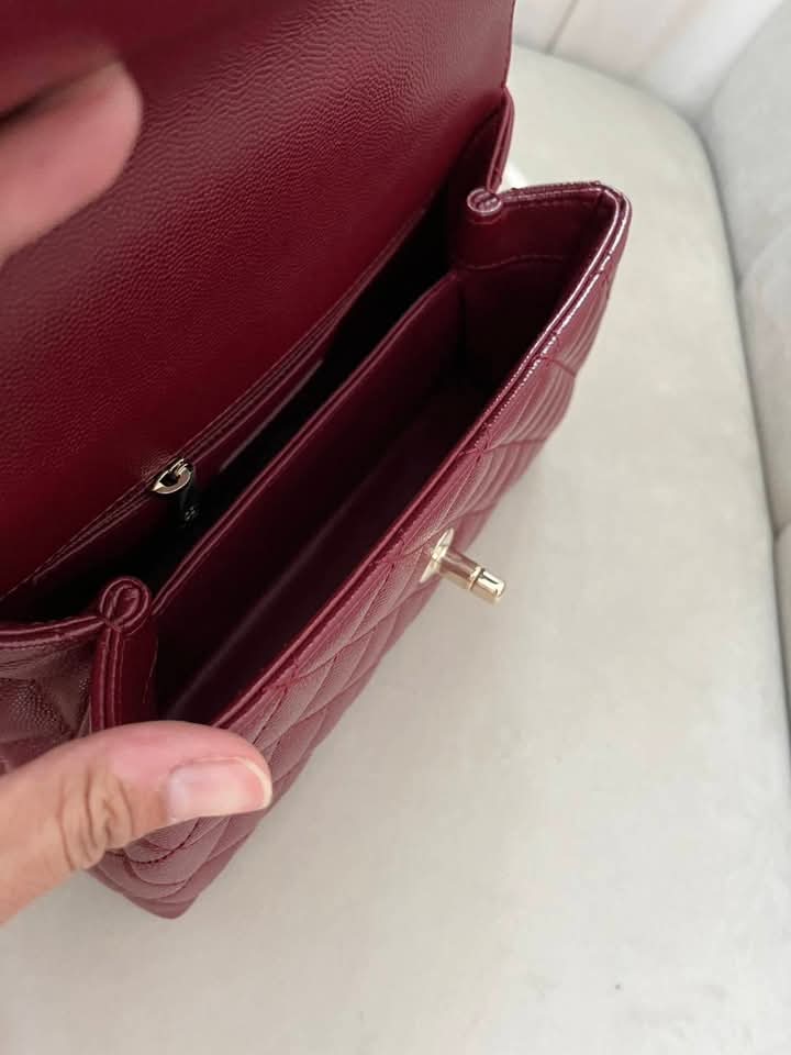 Chanel Coco Handle 9.5 Burgundy Lambskin Light Gold Hardware — Pre-Owned