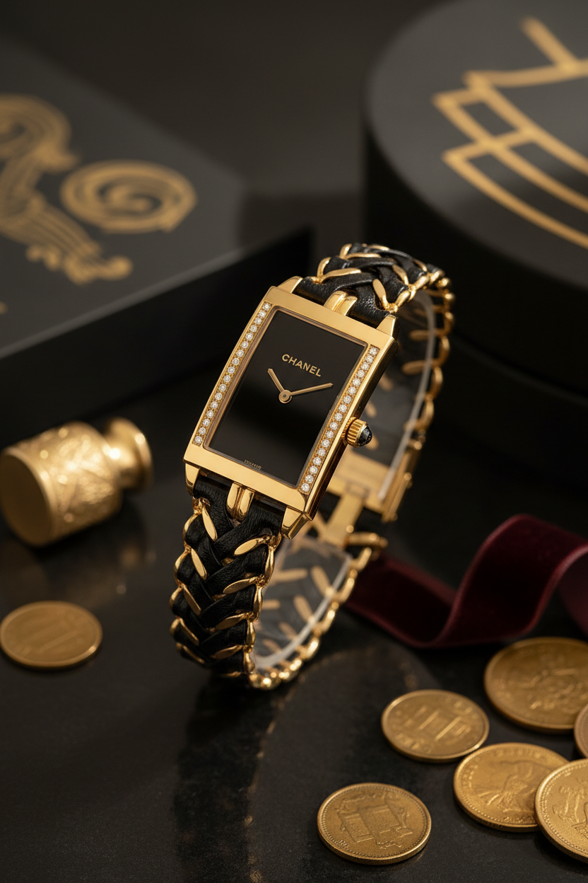 Chanel Première M Watch dark moody editorial close-up
