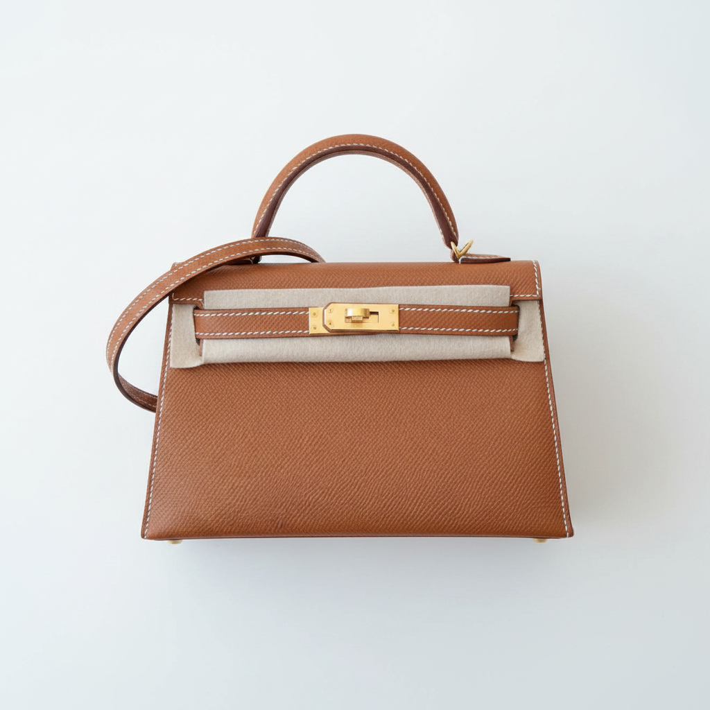 Hermès Mini Kelly 20 Gold Epsom GHW - Flat lay top view