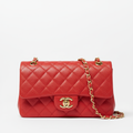 Chanel Classic Flap Bag red caviar leather gold hardware front view