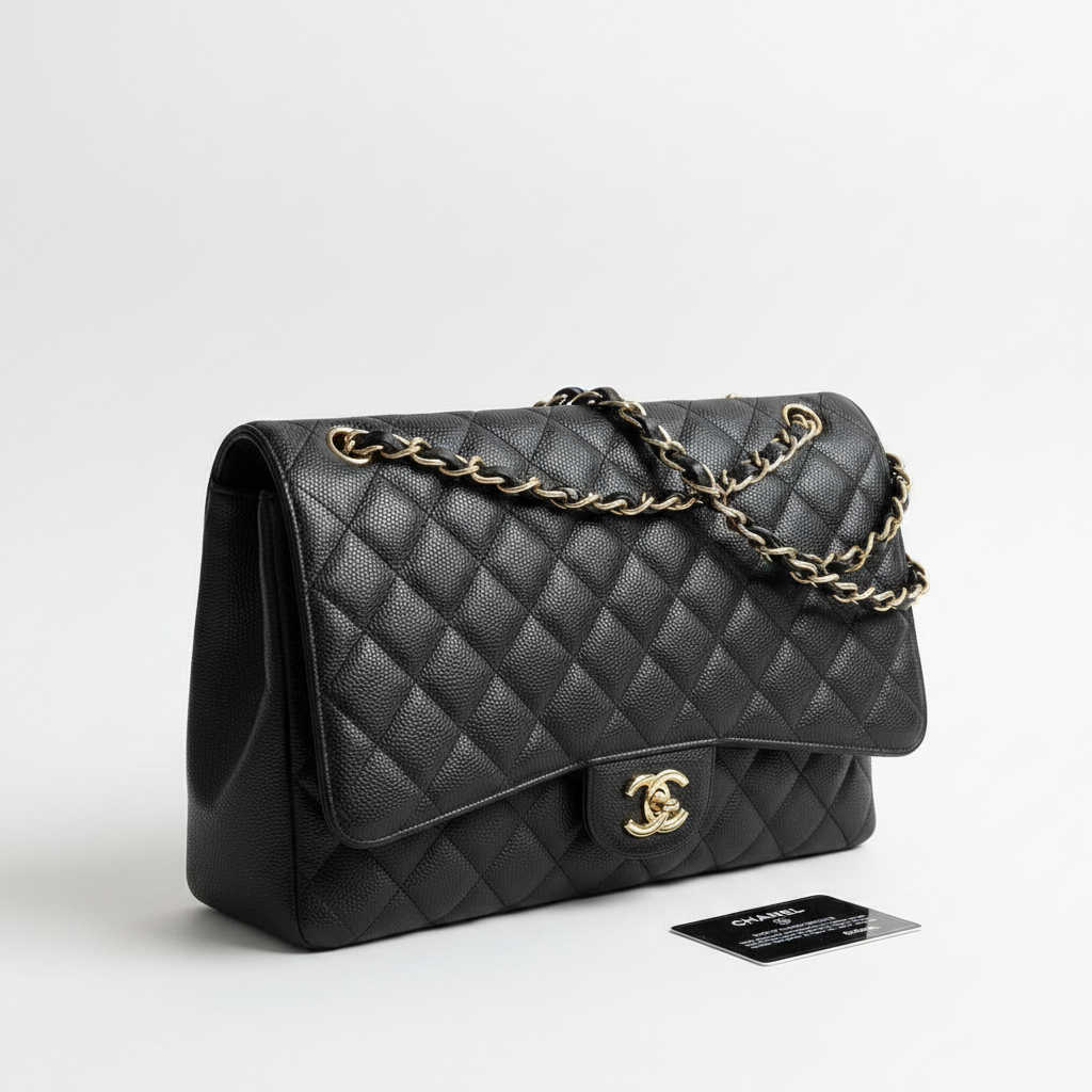 Chanel Maxi Single Flap – three-quarter angle