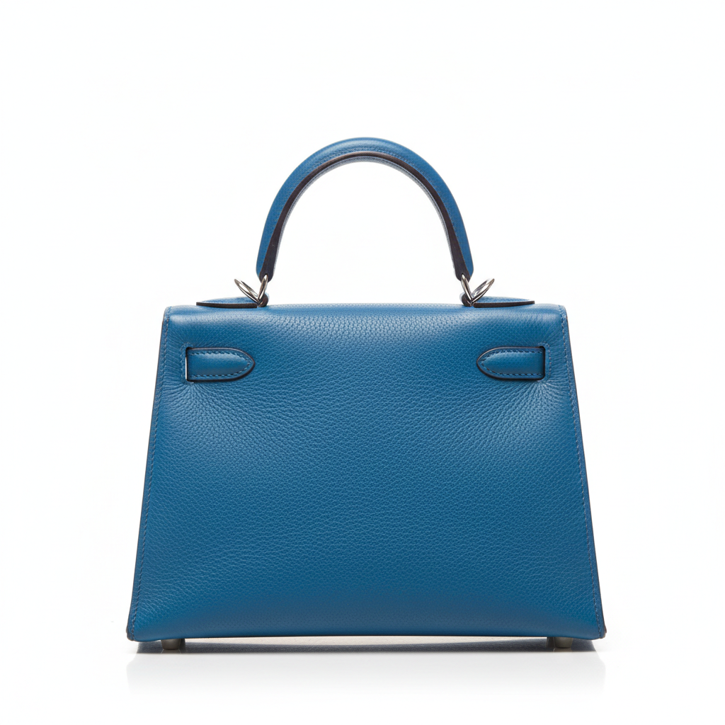 Hermès Kelly 25 Bleu Électrique Epsom PHW - Back View