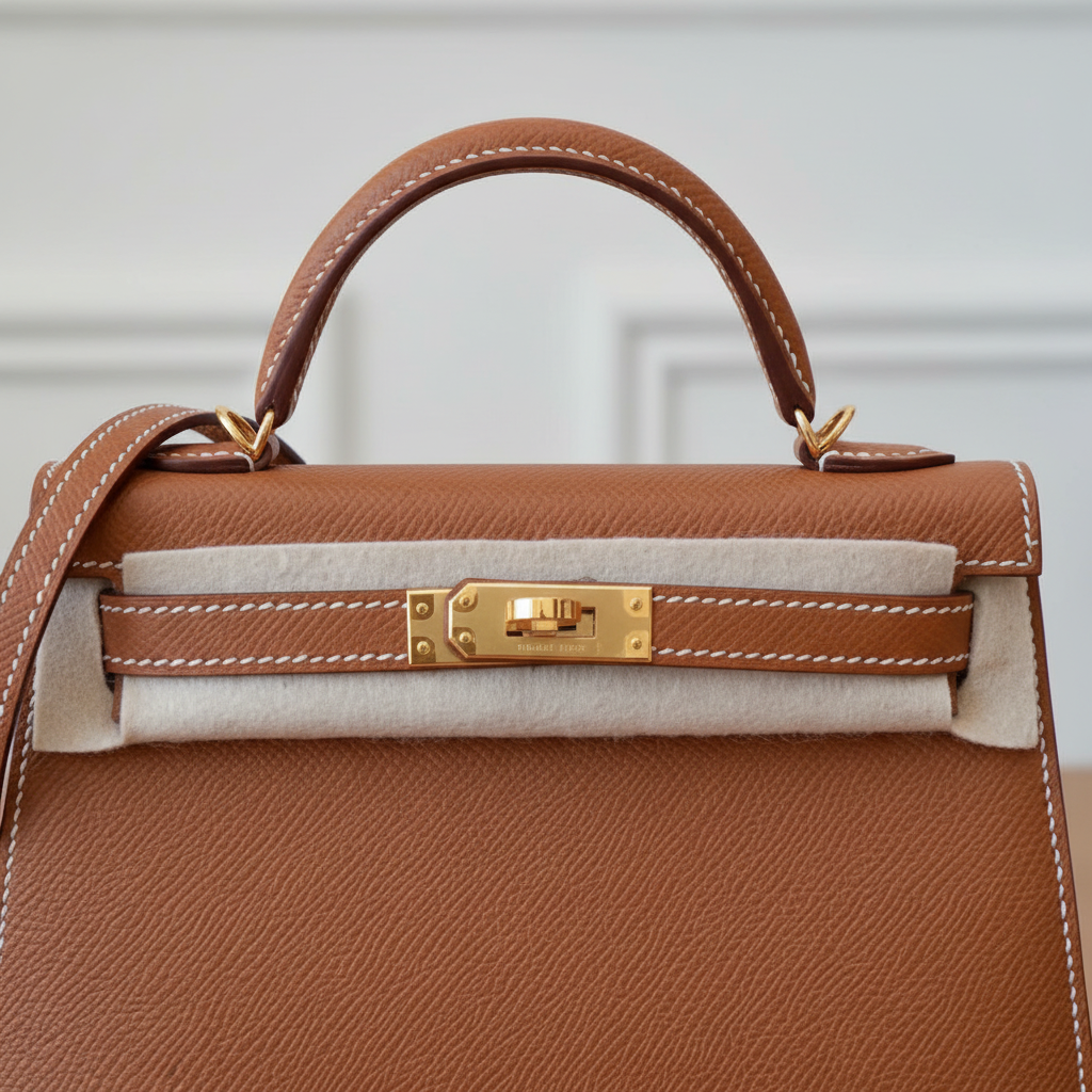 Hermès Mini Kelly 20 Gold Epsom GHW - Leather texture detail