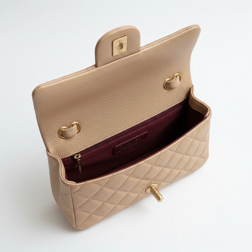 Chanel Mini Flap Beige GHW - Interior lining