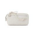 Louis Vuitton Volga Clutch in white monogram embossed leather with silver chain strap