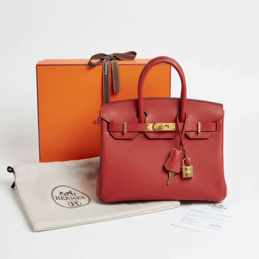 Hermès Birkin 30 Rouge Casaque Epsom Gold Hardware Full Set
