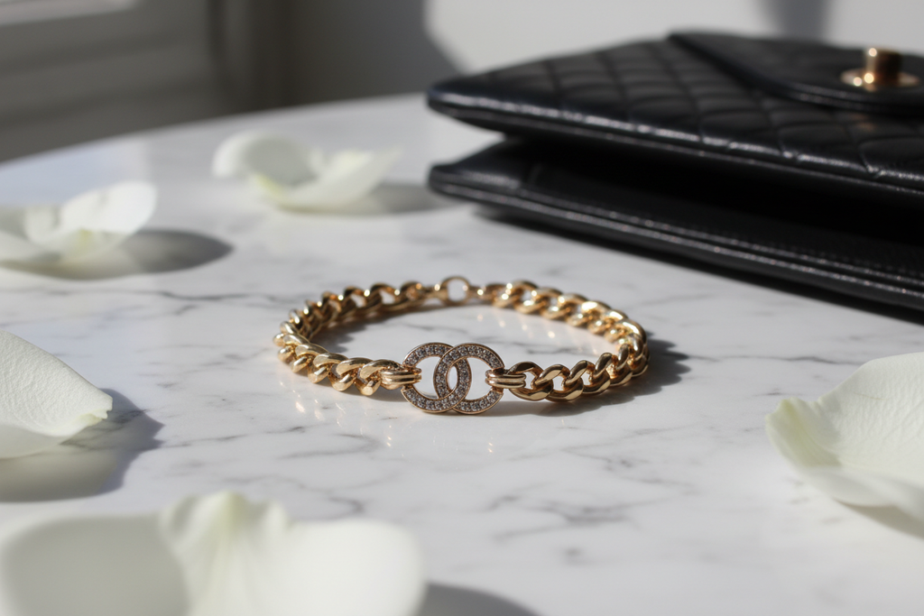 Chanel bracelet lifestyle shot on marble