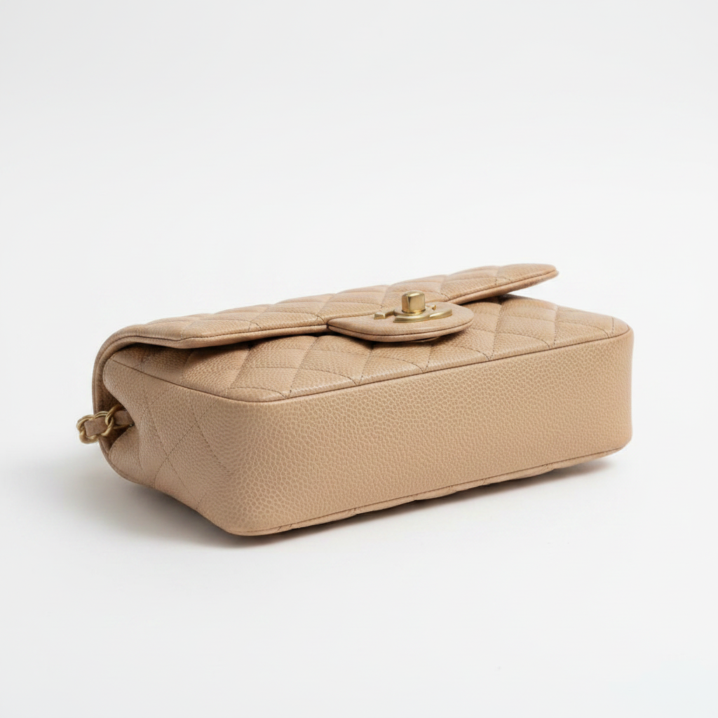 Chanel Mini Flap Beige GHW - Side angle