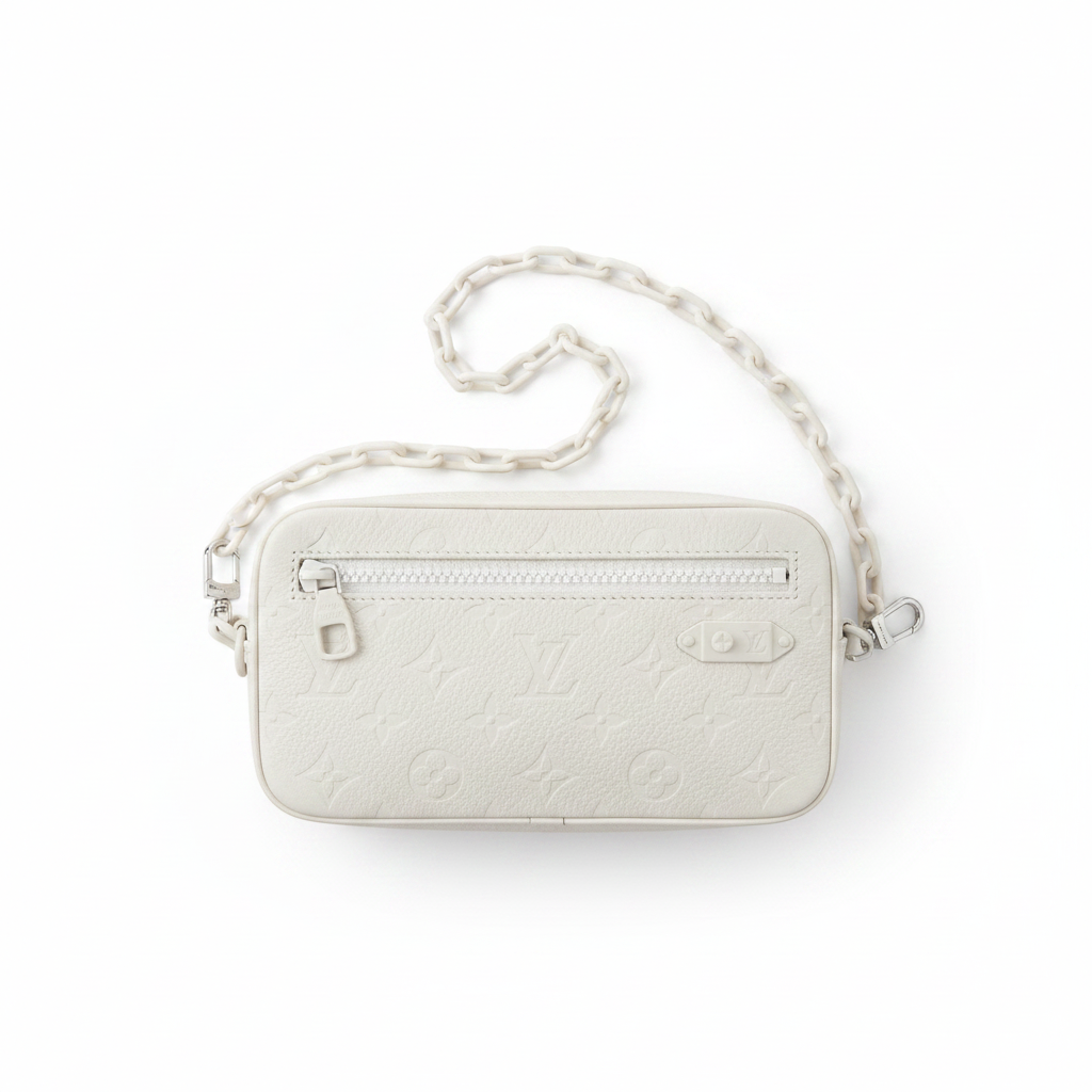 Louis Vuitton Volga Clutch – flat lay top-down