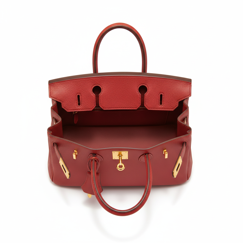 Hermès Birkin 30 Rouge Casaque Epsom GHW - Interior Top View