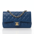 Chanel Classic Flap Medium Blue Lambskin Gold Hardware - Front View