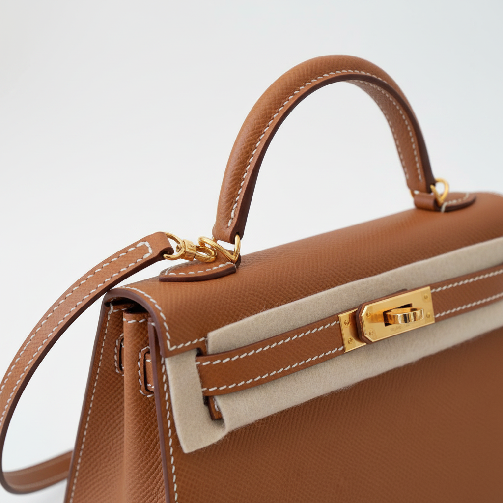 Hermès Mini Kelly 20 Gold Epsom GHW - Handle and hardware detail