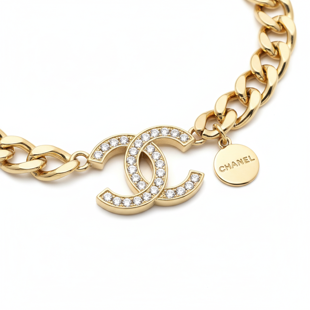 Chanel 22 Chain Bracelet gold-tone CC logo front view