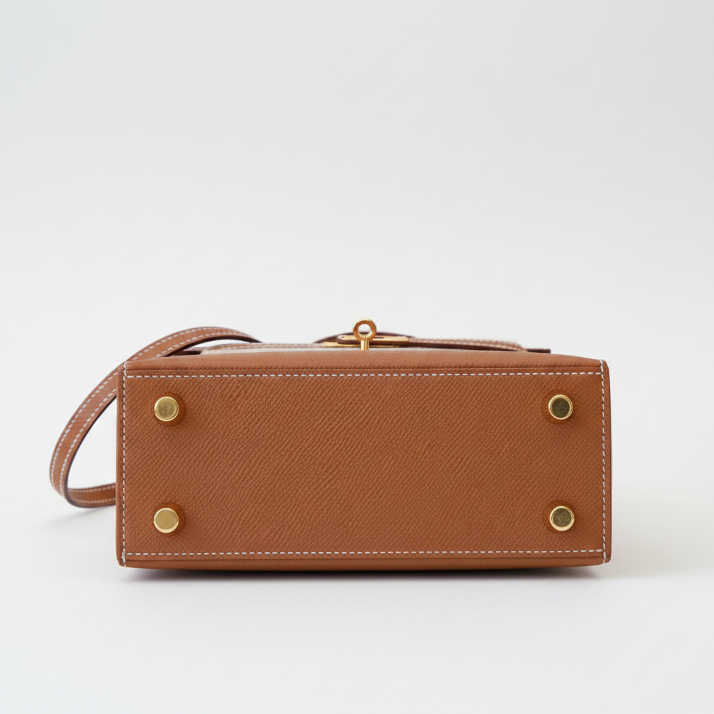 Hermès Mini Kelly 20 Gold Epsom GHW - Base and feet detail