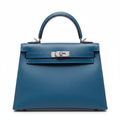 Hermès Kelly 25 Bleu Électrique Epsom PHW - Front View