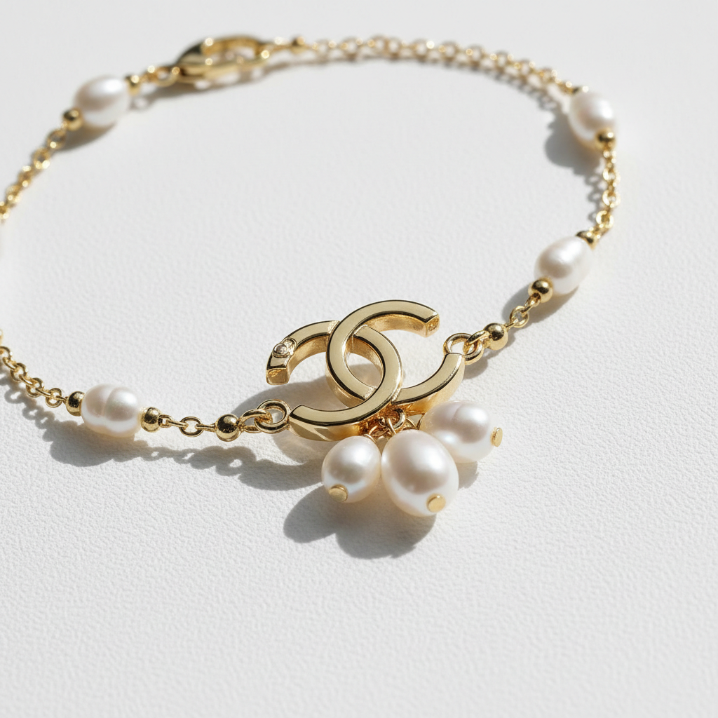Chanel bracelet close-up CC logo detail
