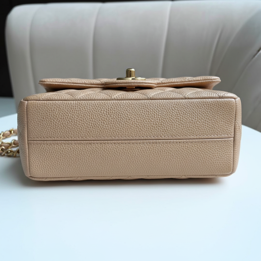 Chanel Mini Flap Beige GHW - Bottom and chain detail