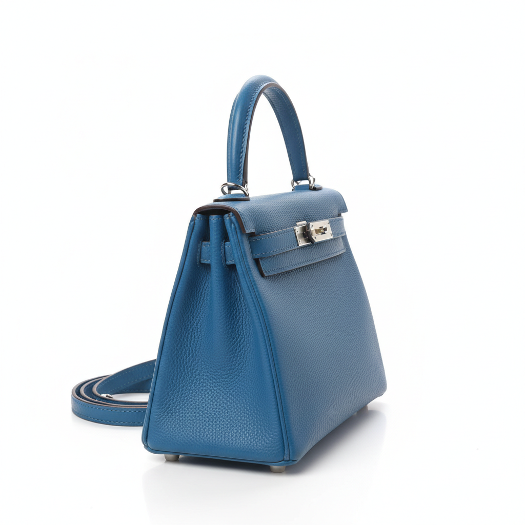 Hermès Kelly 25 Bleu Électrique Epsom PHW - Right Side View